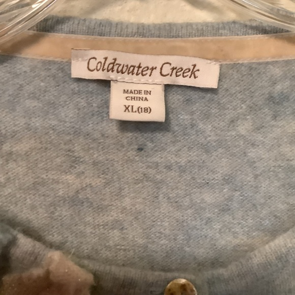 Coldwater creek Women’s XL (18) blue shell button front wool rabbit hair sweater - Picture 3 of 11